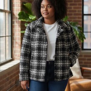 NWT $129 Chico's Black & White Timeless Contrast Luca Jacket - Size 3